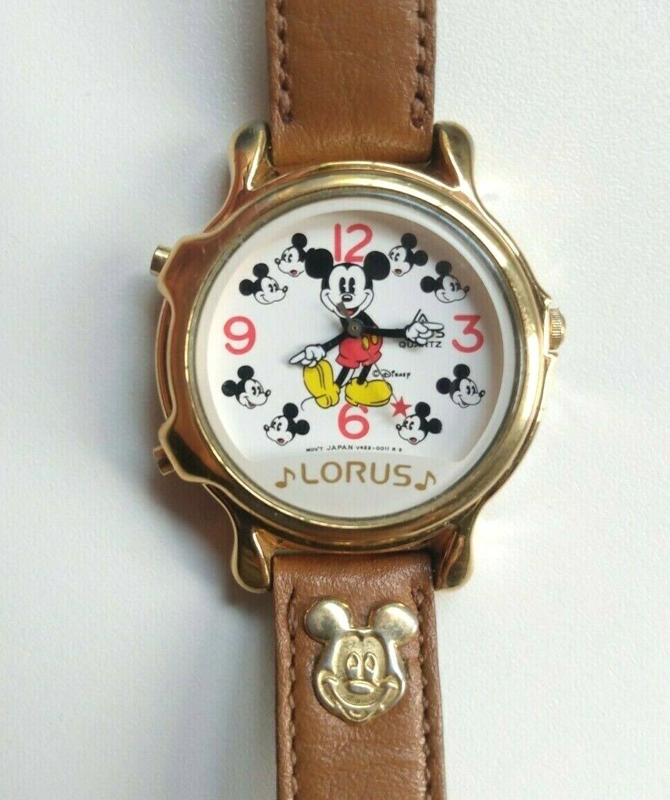 Vintage Disney MICKEY MOUSE 2 Tune MUSICAL Watch, LORUS, New Battery, Working