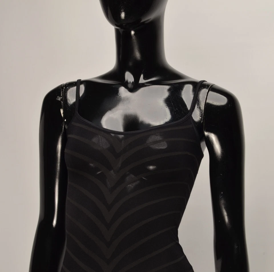 Wolford Y2K Mesh Striped Coquette Black String Cami Bodysuit Size M - Image 2 of 4