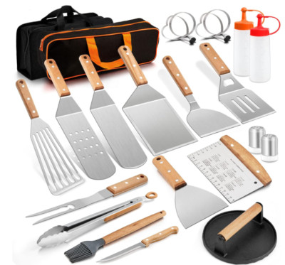 23-Piece Griddle Accessories Kit: BBQ Tools for Camping & Teppanyaki Cooking