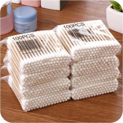 #ad #ad 500pcs Double Head Wood Cotton Swabs Nose ear Cleaning Makeup Applications $10.99