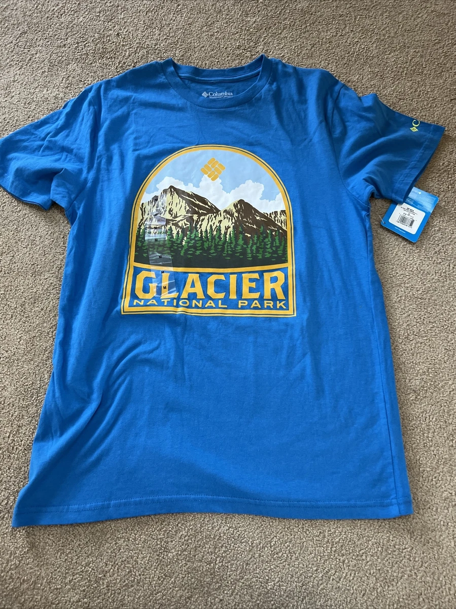 Mens Columbia Glacier National Park Graphic Short Sleeve S S Tee T Shirt Blue