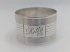 Vintage English Sterling Silver Napkin Ring "Betty" name engraving, dated 1945