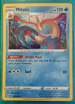 2020 POKEMON MILOTIC FOIL STAGE 1 BRIGHT HEAL NINTENDO GAME FREAK