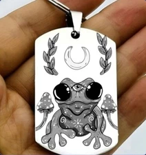 Third Eye Frog Hot Art Horror Cute Keychain Design Moon Flower