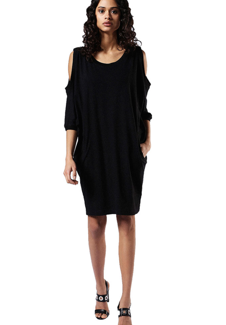 black jersey dress with pockets