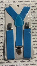 Unbranded Toddler Light Blue Adjustable Clip-On Suspenders BRAND NEW