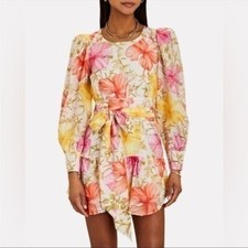 LoveShackFancy Teyana Floral Cotton Silk Mini Dress NWT