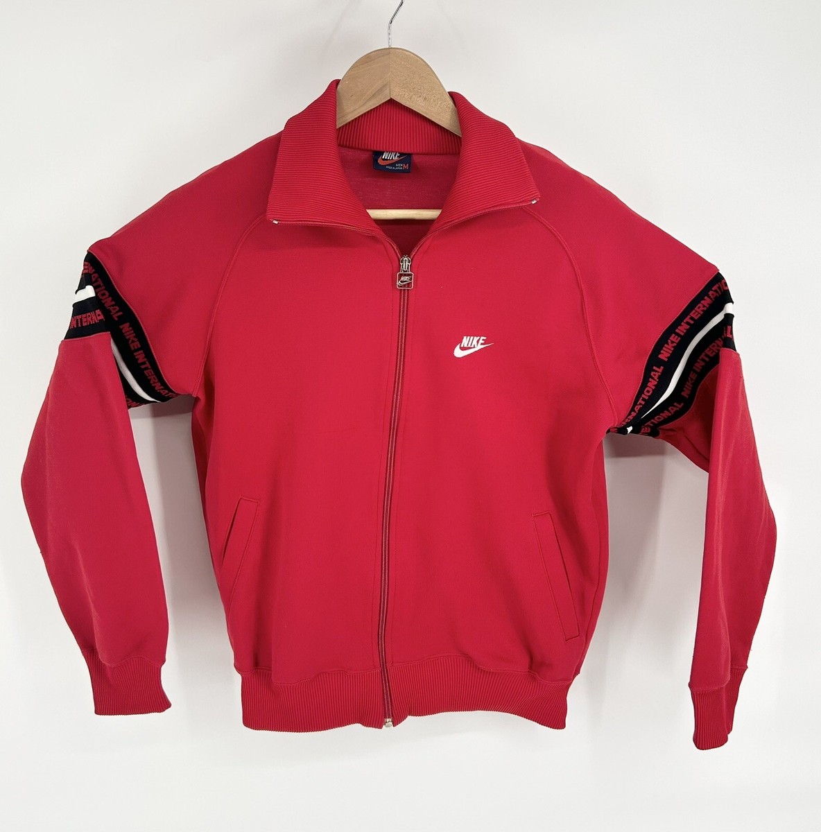 トップス 80s OLD NIKE 3tone track jacket 1980s Nike Track top Red tracksuit Jacket Made in Japan