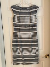 Calvin Klein Women's Grey Sleeveless Striped Dress Size 8