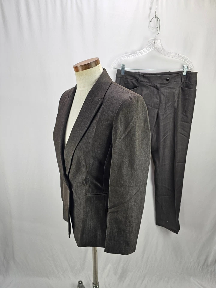 Caslon Mujer Marrón Mezcla Lana 2 Piezas Pantalón Traje Chaqueta 0P Pantalones 4P Foto 3 de 4