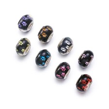 100 piezas cuentas europeas acrílicas patrón estampado patas perro agujero grande manualidades 14x9 mm