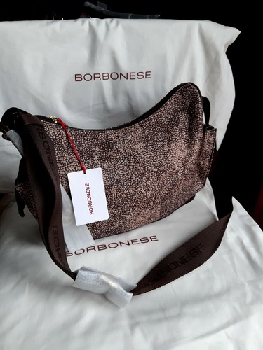 Borbonese borsa spalla Flexos Charm - marrone scuro beige 30.5 x 20,5 x  11,5 cm | eBay