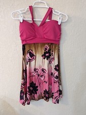 Josie B. Vintage Pink Floral Padded Halter Dress, Size S, Y2K, 00's