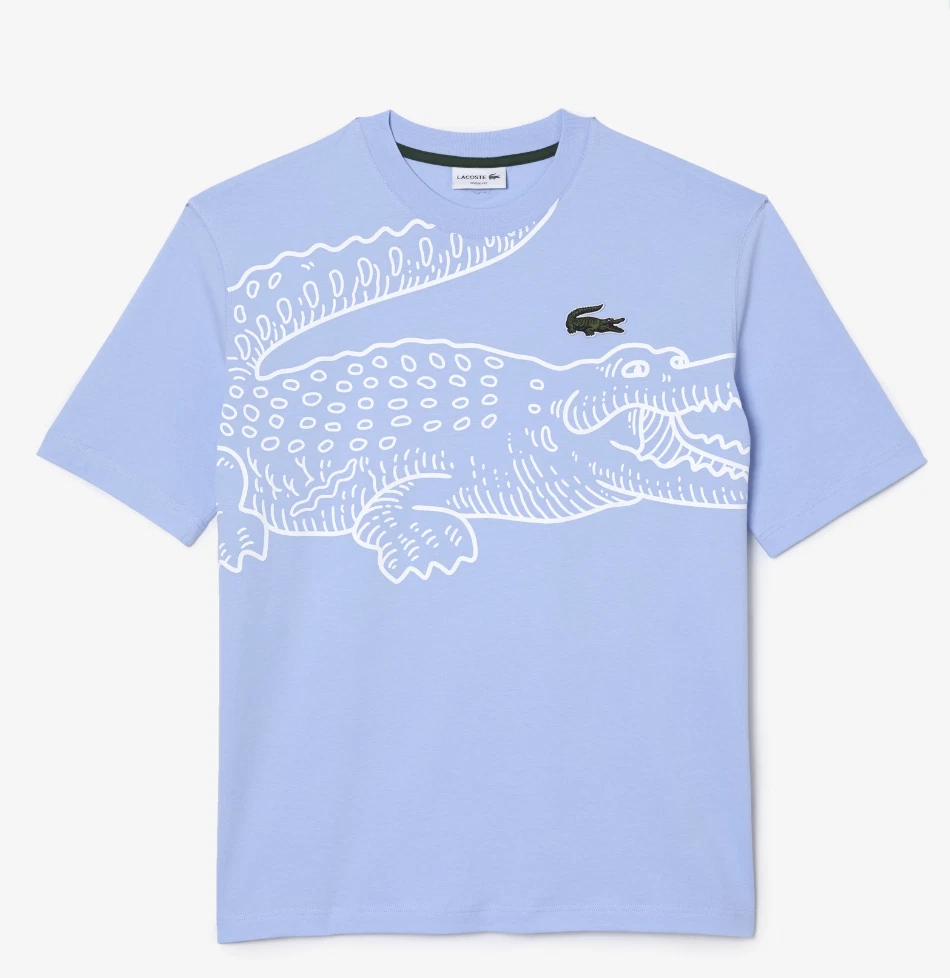 Men's Loose Fit Crocodile Print Crew Neck T-Shirt - Men's T-shirts