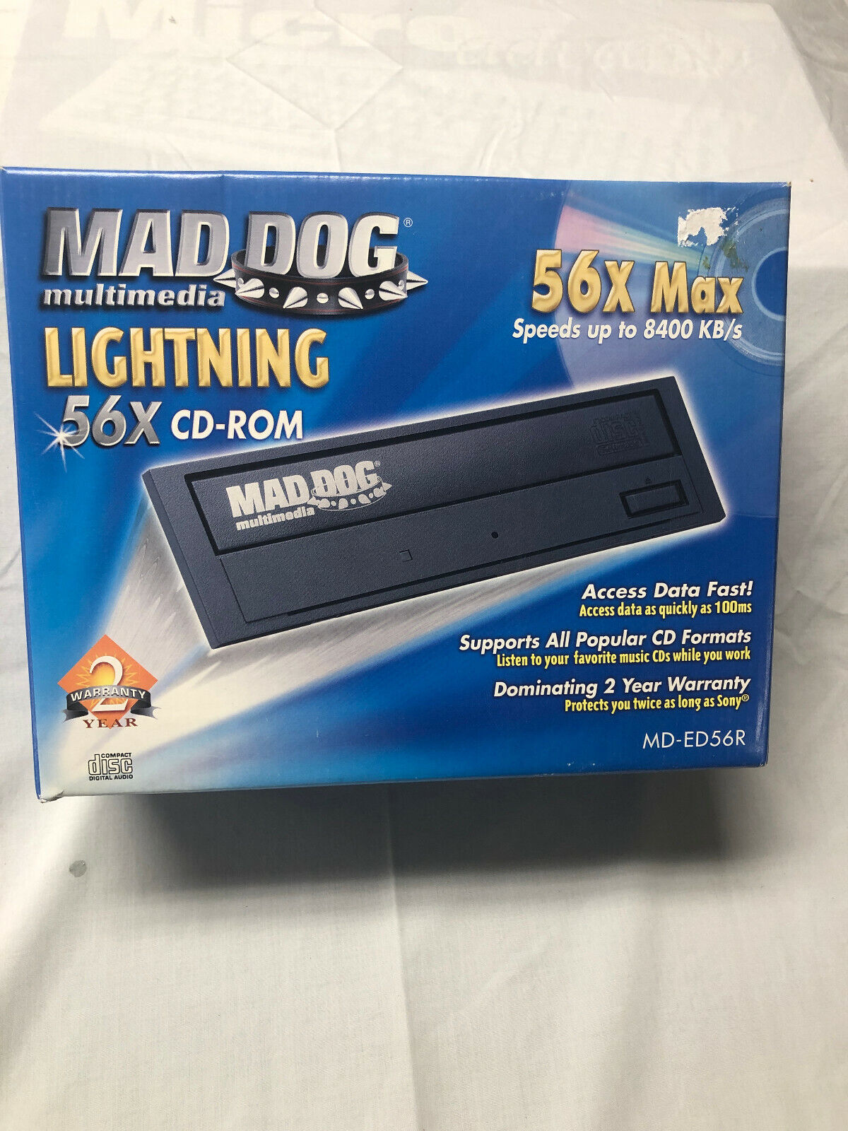 New Mad Dog Multimedia 56X CD-ROM Lightning Drive MD-ED56R NIB