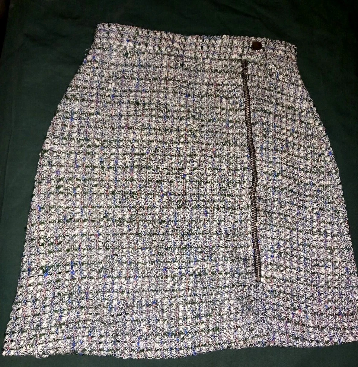 New Asos Tweed Look Mini Skirt Green Multi UK 4