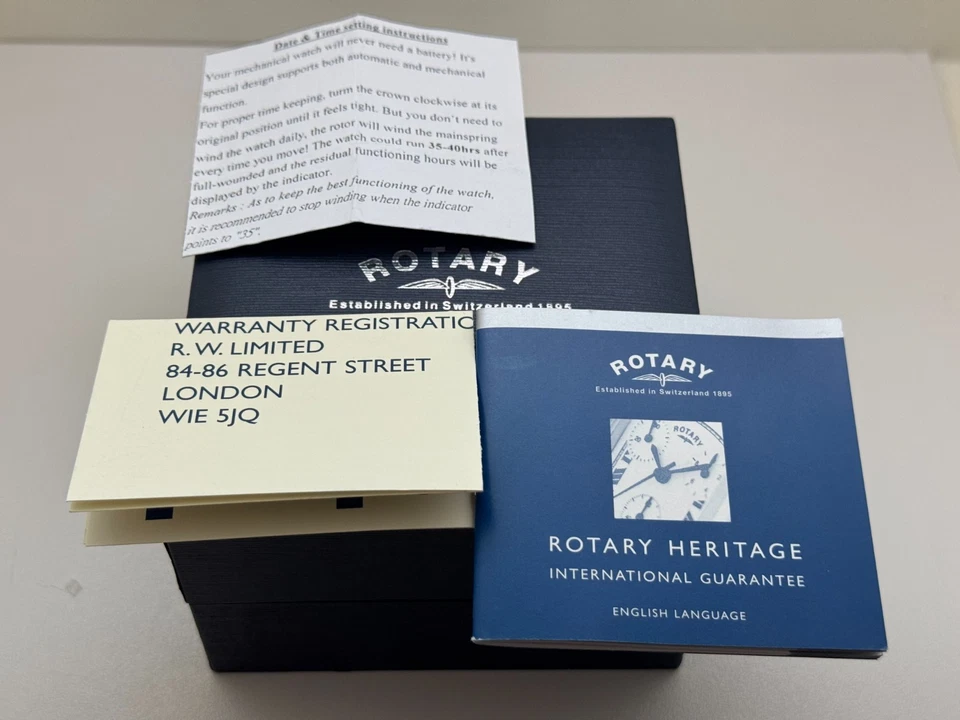 Vintage Rotary Gold Plated Automatic  Skeleton Pocket Watch Papers And Box VGC — 第 3/4 张图片