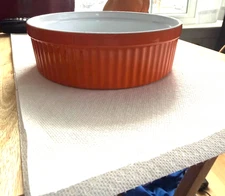 Orange Round Casserole/souffle dish 32 oz capasity oven safe