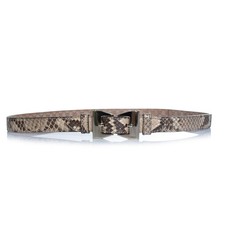 Gucci, Python Leather Belt With Gold Metal Bow Female Brown One