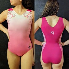 GK Elite Gymnastics Leotard Ombre Pink Flip Side Size AS