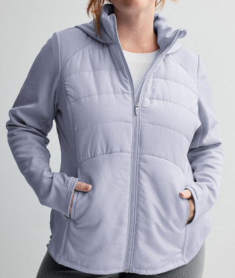 TEK GEAR HOODED MIXED MEDIA JACKET HOODIE ZIP FRONT COAT WOMEN'S PLUS 3X **NWT**