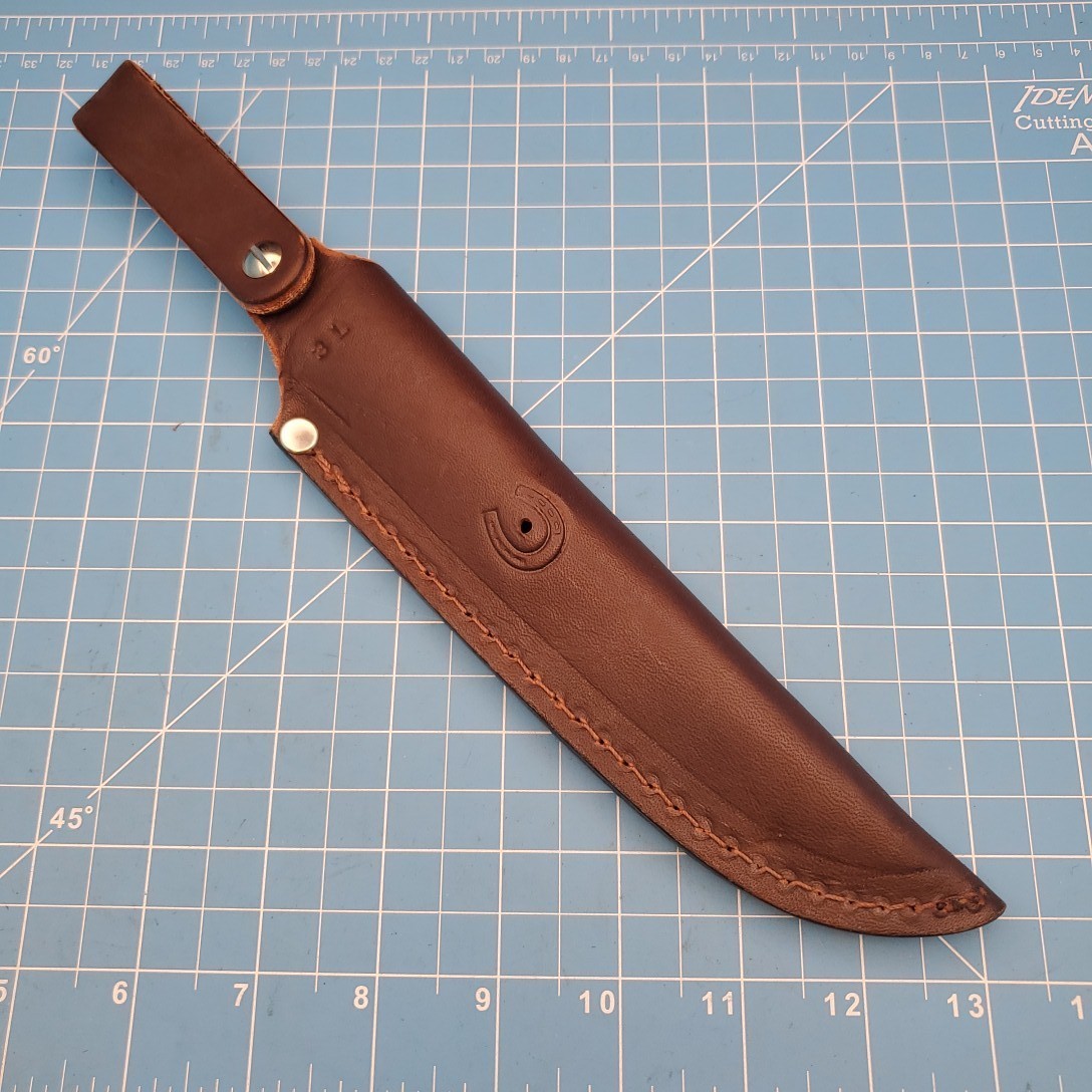 Fixed Blade Knife Sheath Brown Leather Belt Case 11.5"x7.25" Dangler Made in USA