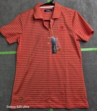 Jack Nicklaus Women's Golf Polo Shirt Medium Salmon Striped NEw With Tags