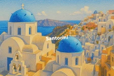 Santorini Coloured Pencil Art (AI GENERATED IMAGE)