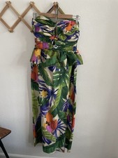 Farm Rio Tropical Leaf & Cashew Print Midi Dress M Brazil