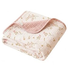 Muslin Baby Blankets for Girls Boys, 100 Cotton Crib Blanket 40"x36" Floral