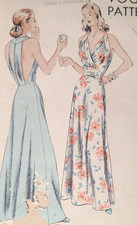 RARE Vtg 1940s Vogue 6248 Sew Pattern Nightgown Evening Dress Open Back Size 16