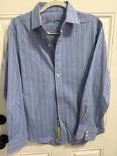 NWT Robert Graham Shirt Mens Size S Blue Geometric Long Sleeve Flip Cuff Kevin