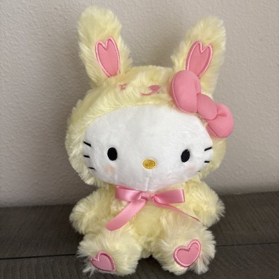 Sanrio Hello Kitty Yellow Bunny Plush Pink Easter Hearts Stuffed Animal
