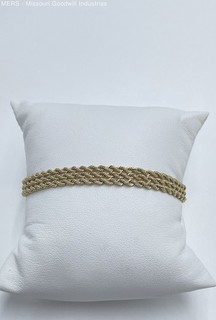 13.7K Yellow Gold Triple Strand Rope Chain Bracelet 7" 13.49g