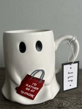 Ghost with Red Shopping Bag I’D RATHER BE AT TJMAXX 16ozCoffee Tea Mug RARE New!
