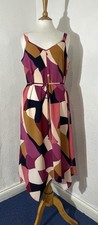 M&Co Size 14 Dress Geometric Print Belt Summer Party Holiday Party Cruise 1559