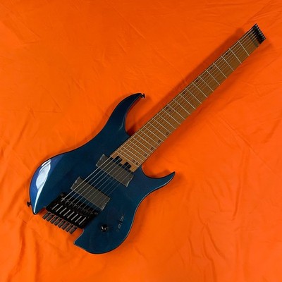 Headless 8string Electric Guitar Blue Body Carbon Maple Neck HH Free Ship