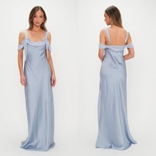 Show Me Your MuMu Bella Maxi Steel Blue Luxe Satin Dress S Wedding Party Prom