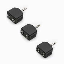 3 PCS 3.5mm Headphone Y Splitter Gold Plated 1/8 Inch Male Dual Female Stereo