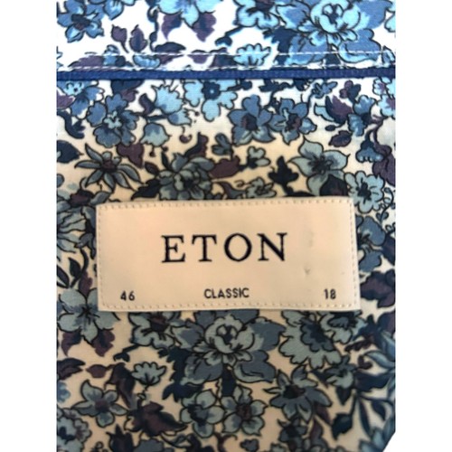 ETON Classic Fit Herren Hemd mit Knopfleiste Blumenmuster Blau Größe 46/18 XXL - Bild 4 von 10