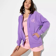 Women Olivia Rodrigo Hooded Graphic Zip-Up Sweatshirt - Purple XL