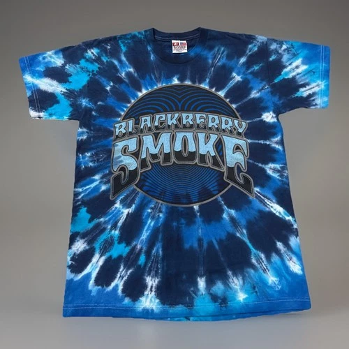 Blackberry Smoke Vintage T Shirt Tee Blue Tie Dye Size Large USA Heavy Weight
