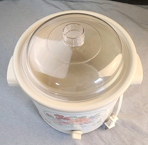 Vintage Rival 3.5 Quart Crock Pot Slow Cooker Flowers (Rare) Model 3100/2 WORKS - Picture 2 of 9