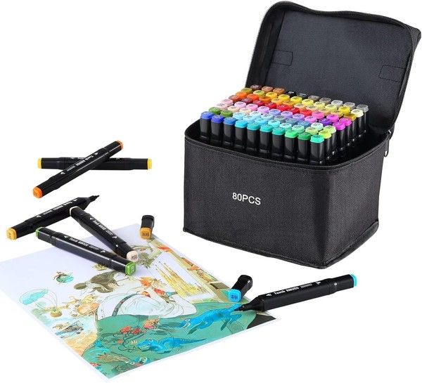 Sosinya Alkoholmarker 80 Farben, Doppelseitige Marker Stifte Mit Feinspitze Und-image
