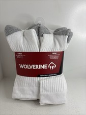 Wolverine 6 Pair Crew White Socks - Size: Men's 7-12