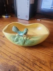 Vintage McCoy Pottery Bird On Bowl  Planter Green/Brown