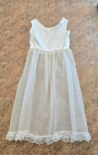 Girls White Tulle Satin Style Formal Dress Slip Party Wedding Flower Girl Gown
