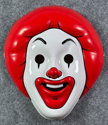 Vintage 1997 McDonald's Thin Plastic Ronald McDonald Creepy Clown Mask RARE NOS