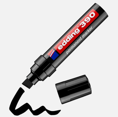 390 Permanentmarker - schwarz - 1 Stift - dicke Keilspitze 4-12 mm - wasserfest