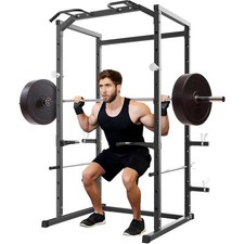 1100LB Power Cage for Gym, Adjustable Squat Rack with Pull-Up Bar  Safety Bars